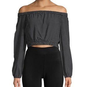 BCBGeneration Women's Polka Dot Print Cropped Top